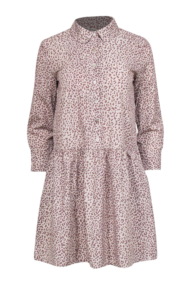 Tuckernuck - Beige & Brown Leopard Print Drop Waist Shirt Dress Sz XS Tuckernuck - Beige & Brown Leopard Print Drop Waist Shirt Dress Sz XS