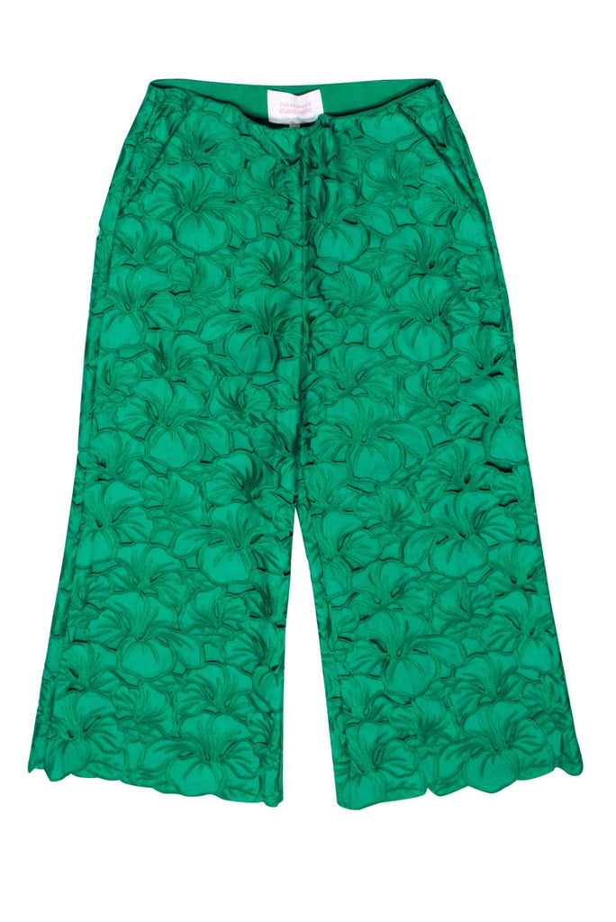 Tuckernuck - Kelly Green Embroidered Cropped Pants Sz S
