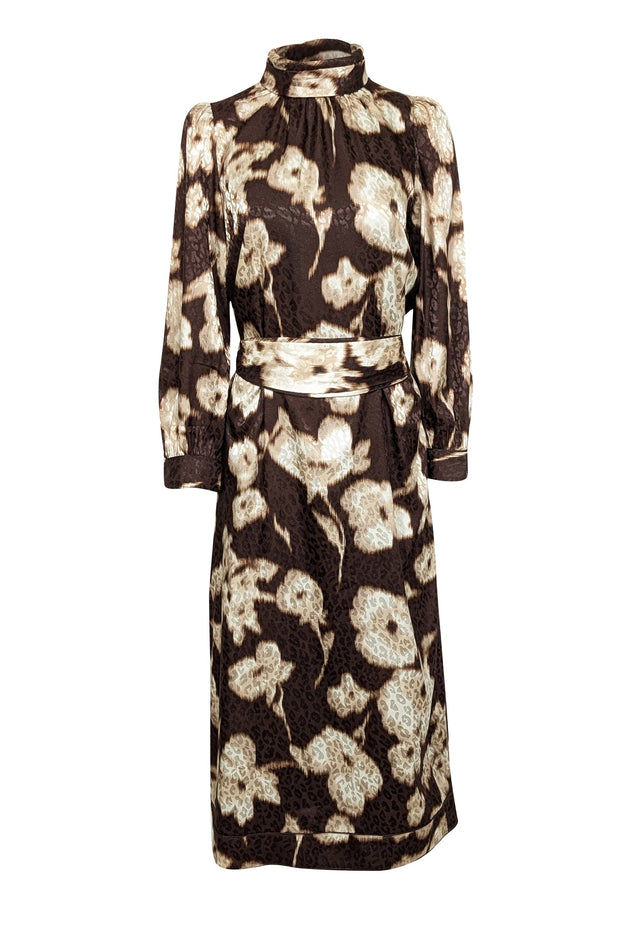 Tuckernuck - Brown, Cream, & Metallic Floral Leopard Print Satin Dress Tuckernuck - Brown, Cream, & Metallic Floral Leopard Print Satin Dress