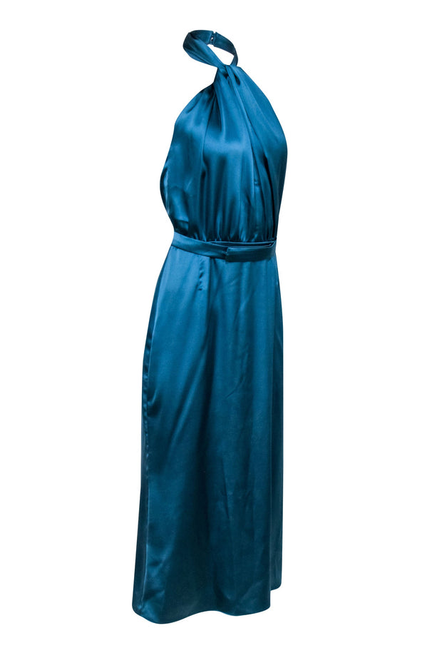 UNDRESS - Dusty Blue Satin Halter Midi Dress Sz L UNDRESS - Dusty Blue Satin Halter Midi Dress Sz L