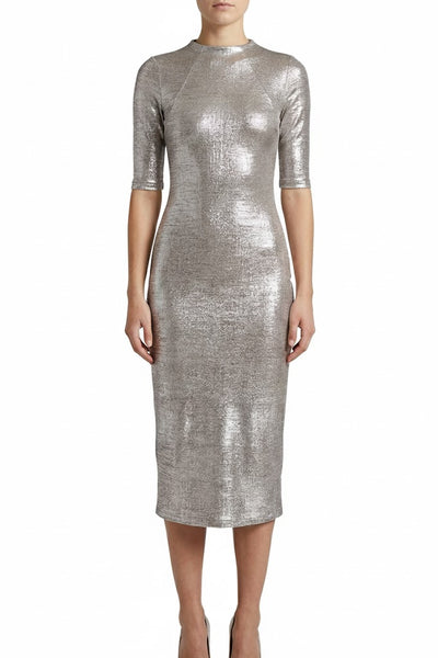 alice and olivia silver dress Alice + Olivia Harmie Mini Dress in Silver