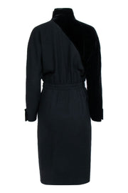 Current Boutique-Valentino - Black Velvet Textured Detail Long Sleeve Dress Sz 10