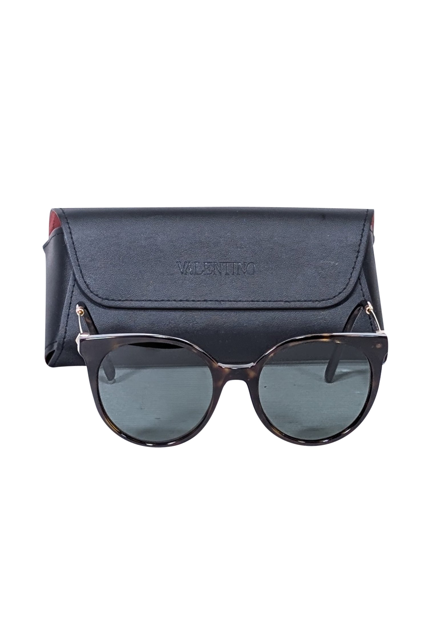 Valentino - Brown Tortoise Round Sunglasses | Current Boutique display picture 2