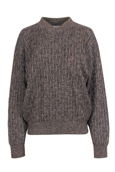 Current Boutique-Valentino - Brown Wool Basket Weave Sweater Sz M