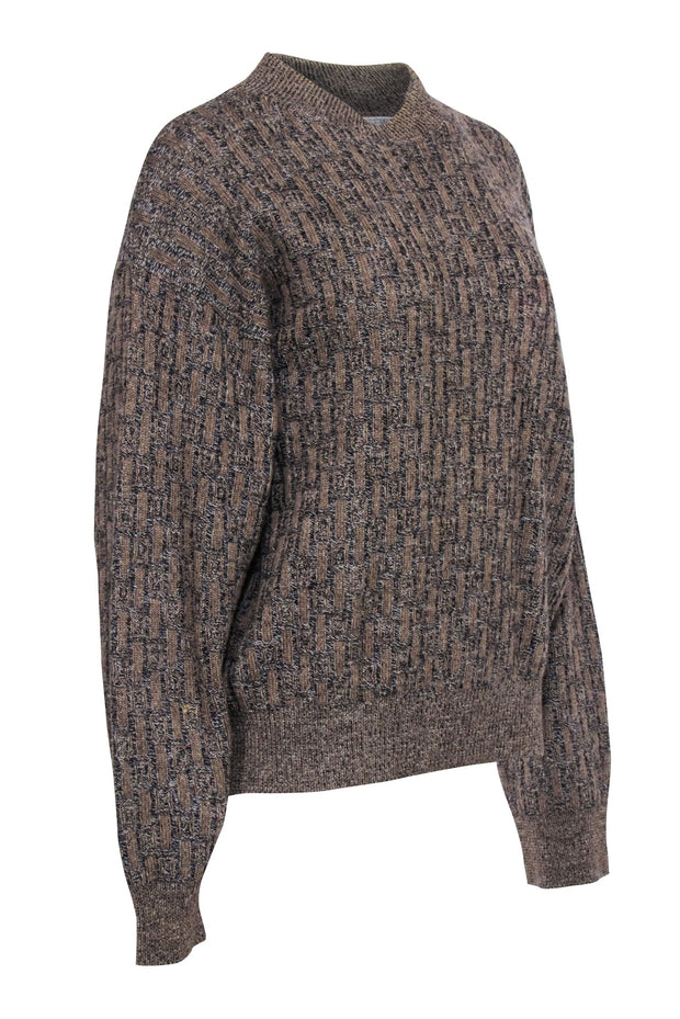 Current Boutique-Valentino - Brown Wool Basket Weave Sweater Sz M