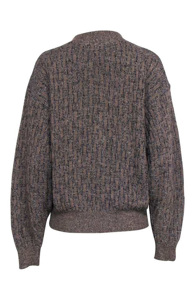 Current Boutique-Valentino - Brown Wool Basket Weave Sweater Sz M