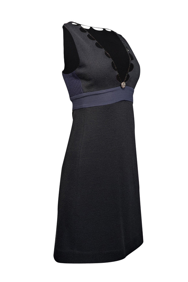Vena Cava - Black Knit Beaded V-Neckline Sleeveless Dress Sz 0 Vena Cava - Black Knit Beaded V-Neckline Sleeveless Dress Sz 0