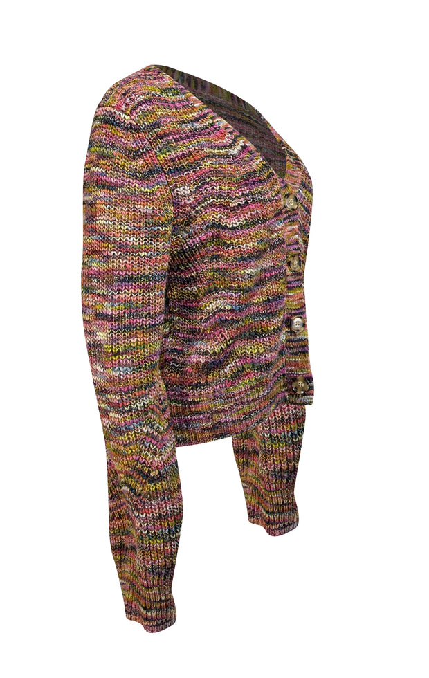Veronica Beard - Pink Multicolor Wool Blend Cardigan Sz XL - Current Boutique