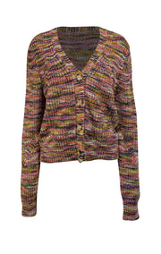 Veronica Beard - Pink Multicolor Wool Blend Cardigan Sz XL - Current Boutique