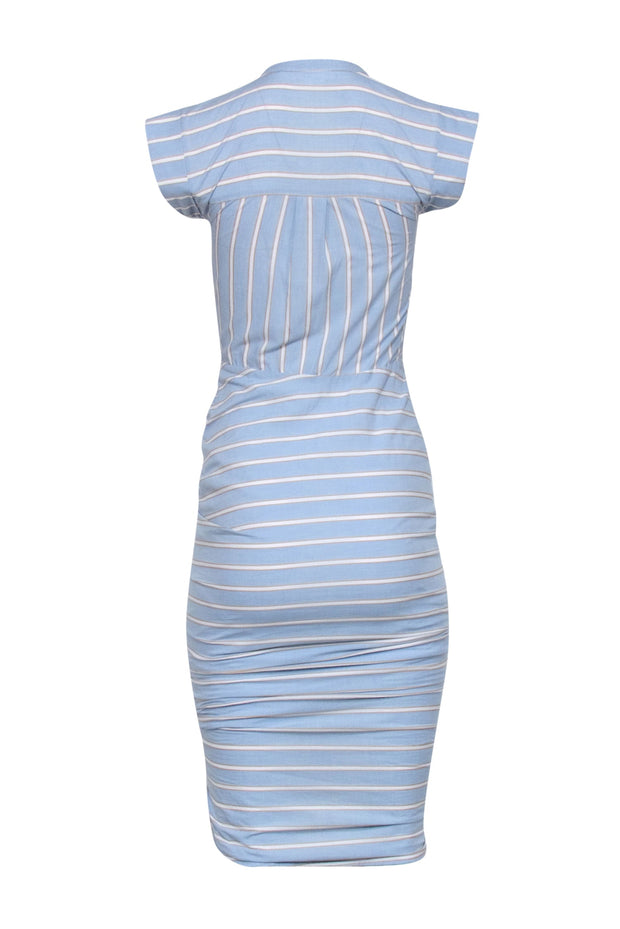 veronica beard striped ruched dress Veronica Beard // Silk Striped Ruched Dress VSP Consignment