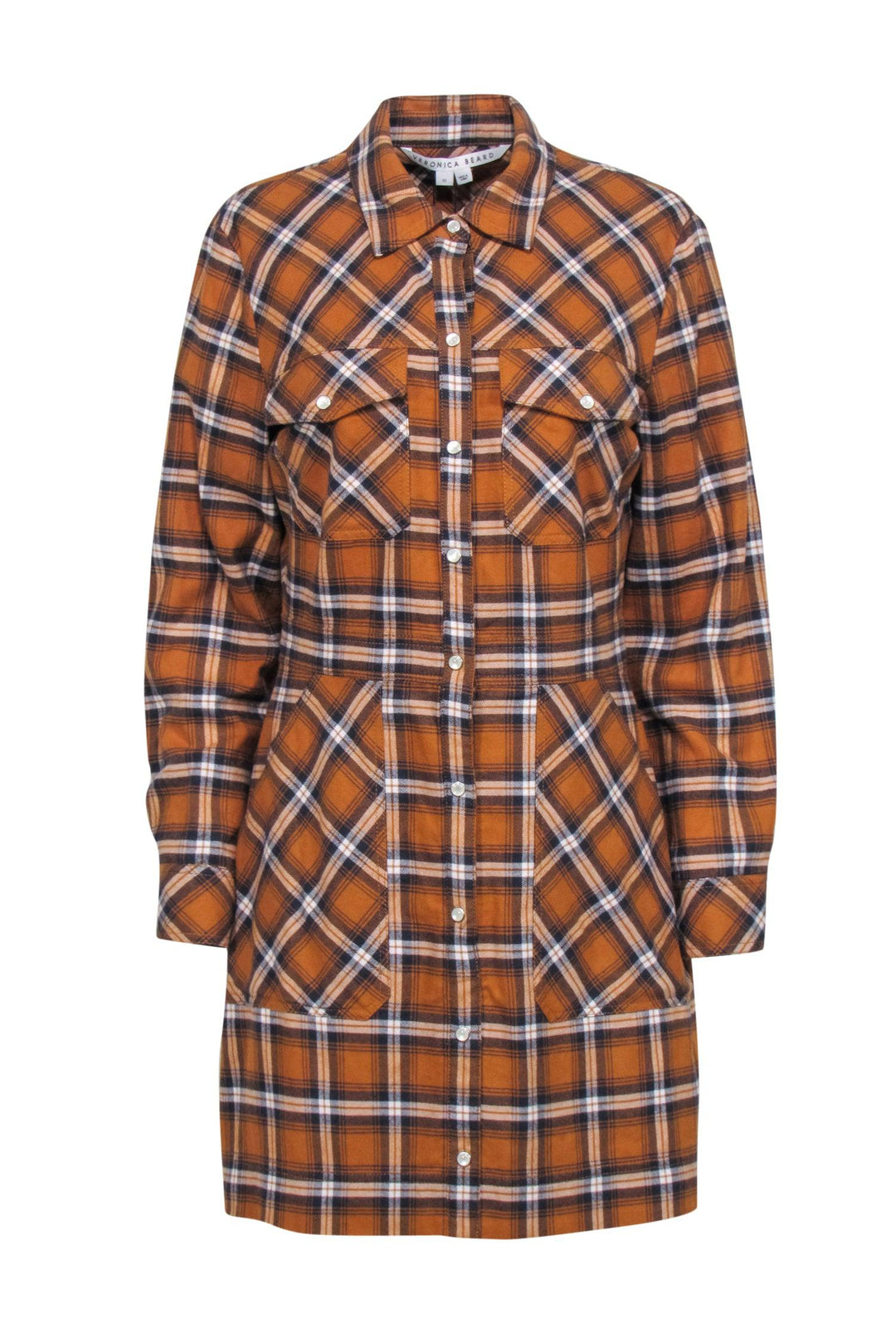 Veronica Beard - Orange & Navy Plaid Button Up 