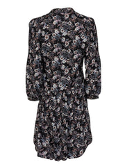 Current Boutique-Veronica Beard - Washed Black w/ Pink & Blue Floral Print Silk Dress Sz 8