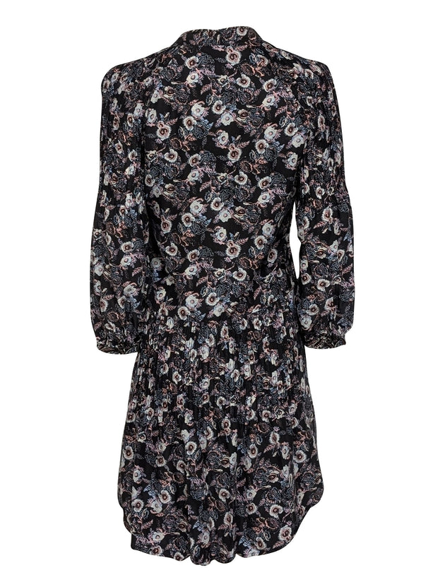 Current Boutique-Veronica Beard - Washed Black w/ Pink & Blue Floral Print Silk Dress Sz 8
