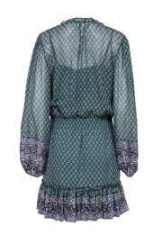 Current Boutique-Veronica Beard - Green Long Sleeve Mini-Dress Sz 8