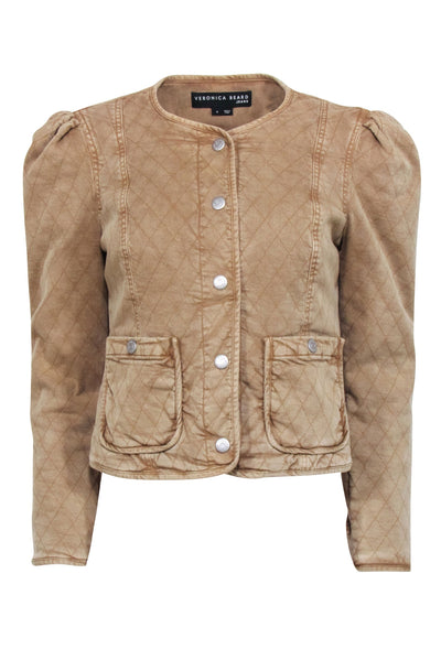 Current Boutique-Veronica Beard - Tan Quilted Snap Button Jacket Sz S