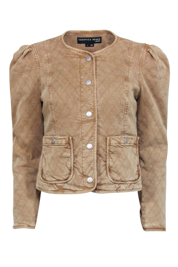 Current Boutique-Veronica Beard - Tan Quilted Snap Button Jacket Sz S