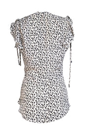 Veronica Beard - Ivory & Black Floral Ruched Front Bodice Sz 2 - Current Boutique