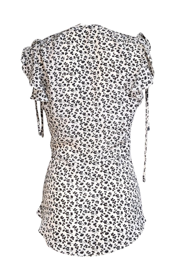 Veronica Beard - Ivory & Black Floral Ruched Front Bodice Sz 2 - Current Boutique