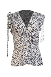 Veronica Beard - Ivory & Black Floral Ruched Front Bodice Sz 2 - Current Boutique