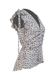Veronica Beard - Ivory & Black Floral Ruched Front Bodice Sz 2 - Current Boutique