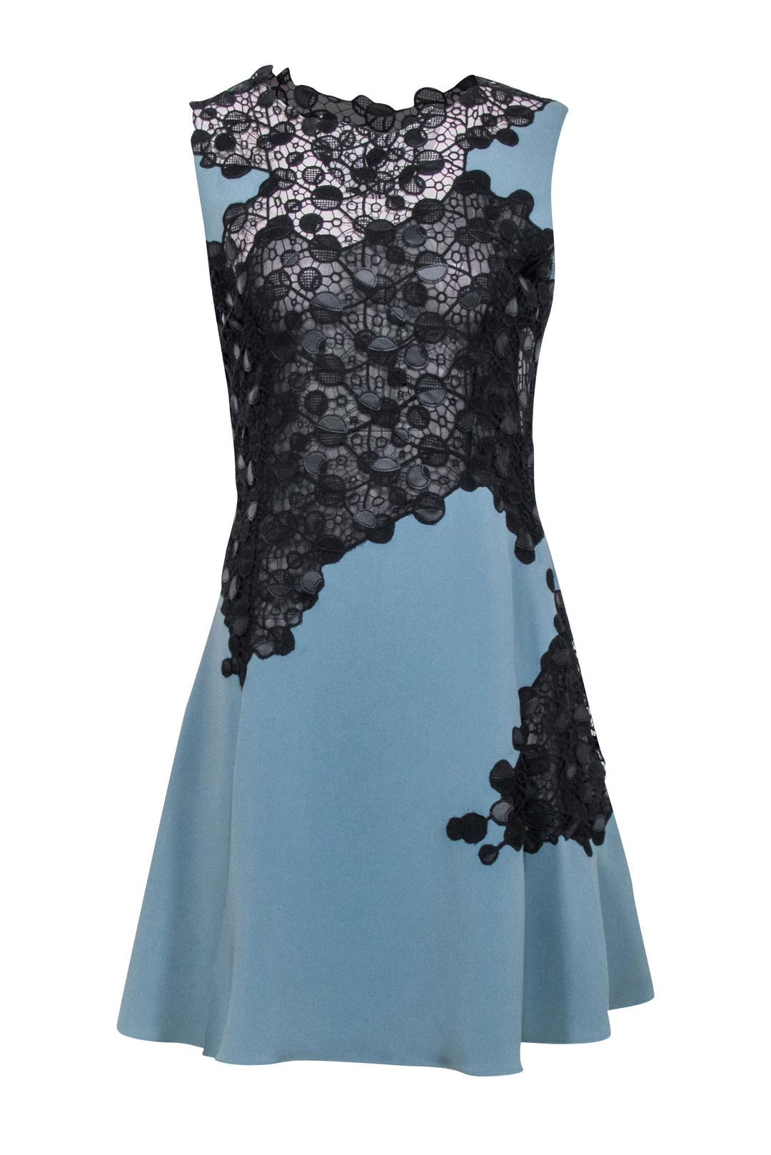 Versace - Blue w/ Black Lace Sleeveless Dress Sz 8 Versace - Blue w/ Black Lace Sleeveless Dress Sz 8