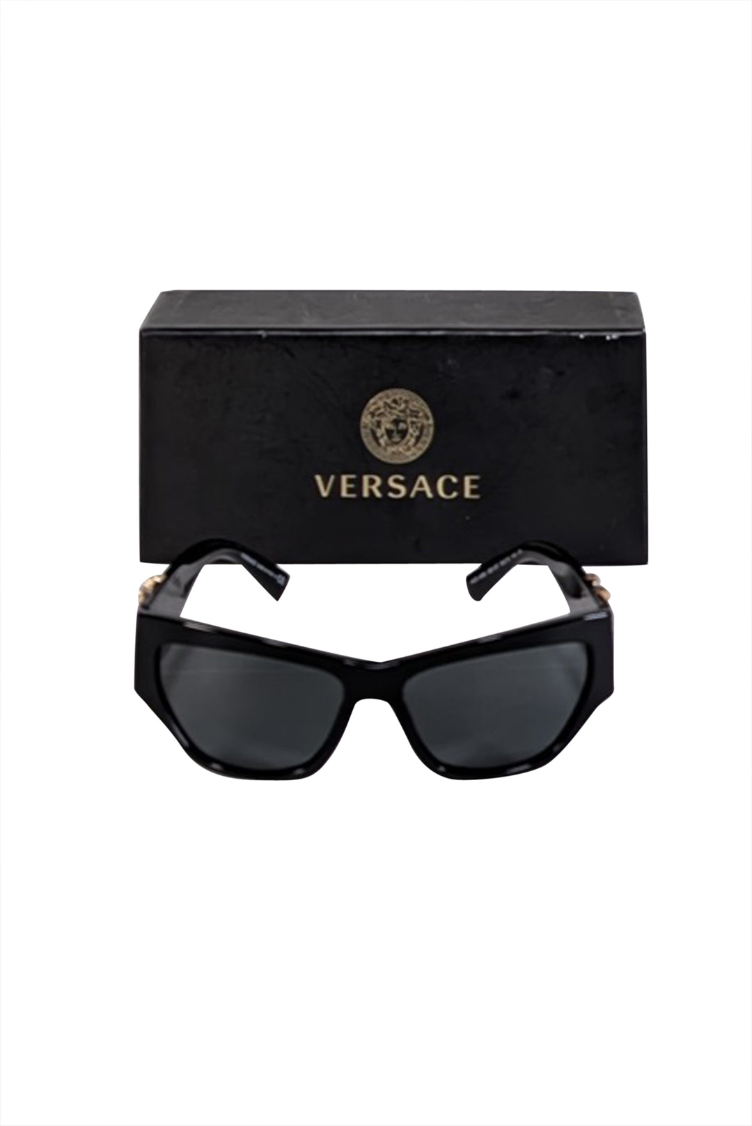 Versace - Black Thick Cat Eye Sunglasses | Current Boutique display picture 1