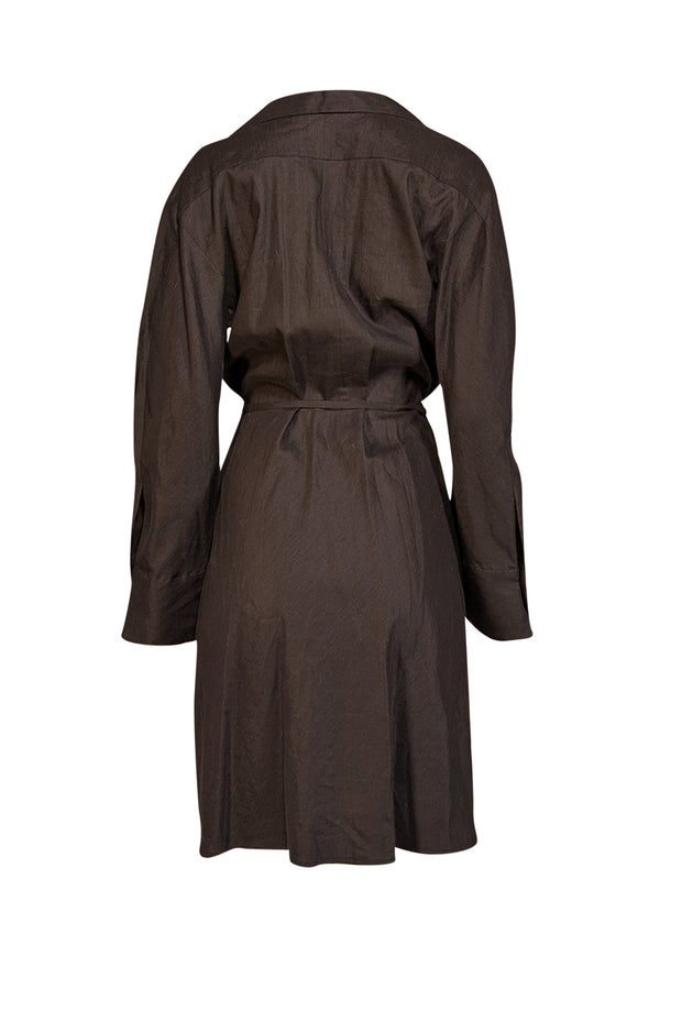 Vince - Black Linen Blend Long Sleeve Shirtdress Sz L Vince - Black Linen Blend Long Sleeve Shirtdress Sz L