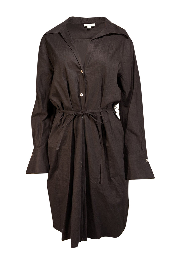 Vince - Black Linen Blend Long Sleeve Shirtdress Sz L