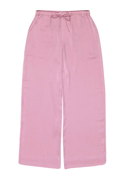 Current Boutique-Vince - Light Mauve Satin Wide-Leg Drawstring Pants Sz M