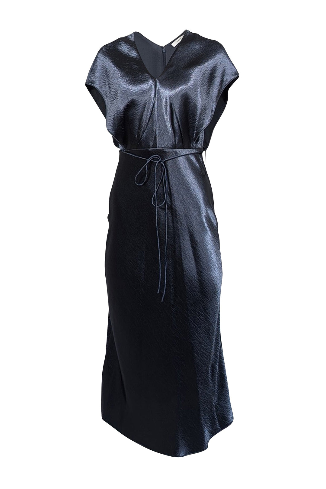 Vince - Dark Slate Satin Cap Sleeve Dress Sz 00 Vince - Dark Slate Satin Cap Sleeve Dress Sz 00