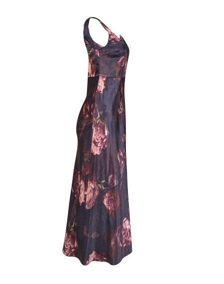 vince floral silk dress Vince Monochrome Silk Slip Dress, Gray, Women's, X-Small