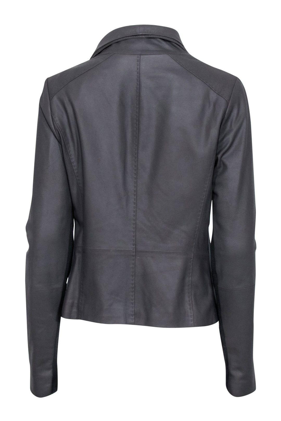 Vince - Grey Goat Leather Moto Zip Jacket Sz L | Current Boutique