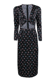 Wayf - Black w/ Dainty Pink Floral Print Middle Cut-Out Dress Sz XS Wayf - Black w/ Dainty Pink Floral Print Middle Cut-Out Dress Sz XS