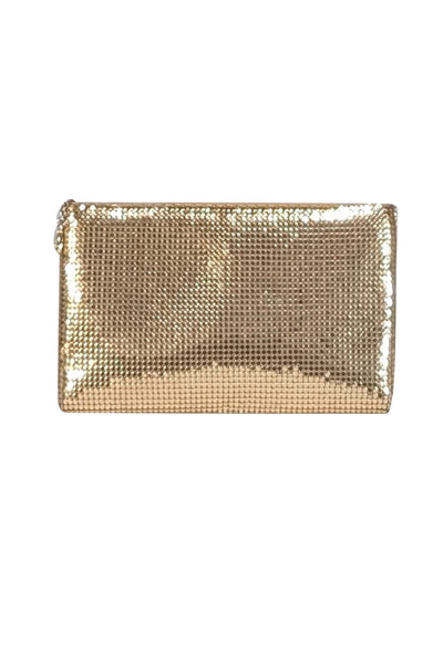 Whiting & Davis - Gold Chain Metal Metallic Mini Clutch - Current Boutique
