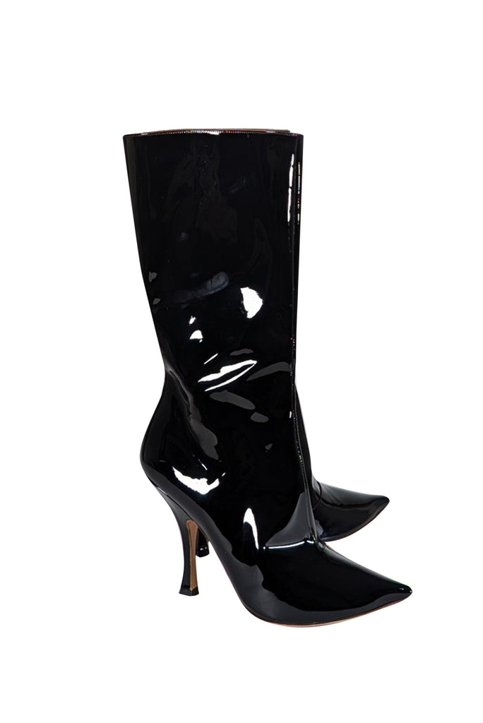 Y/Project - Black Patent Leather Pointed Toe Boots Sz 9 | Current