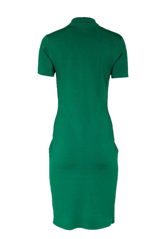 Yigal Azrouel - Kelly Green Knit Collar Short Sleeve Midi Dress Sz M Yigal Azrouel - Kelly Green Knit Collar Short Sleeve Midi Dress Sz M
