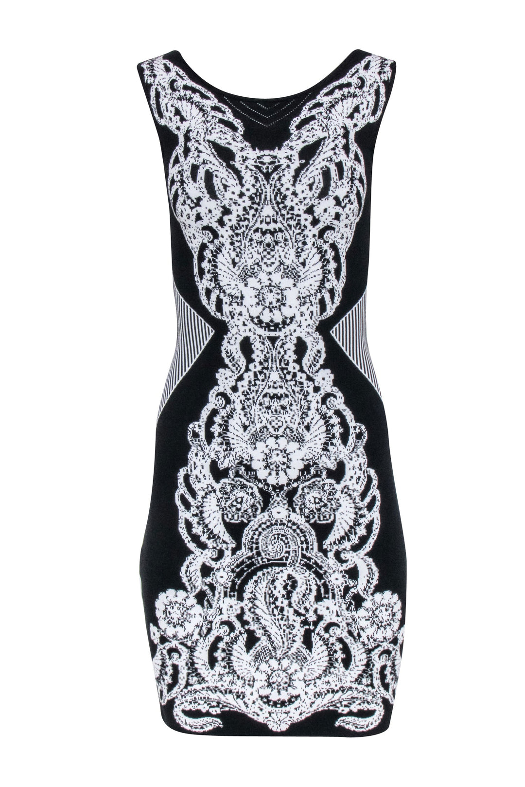 Yoana Baraschi - Black and White Fitted Graphic Print Dress Sz XS