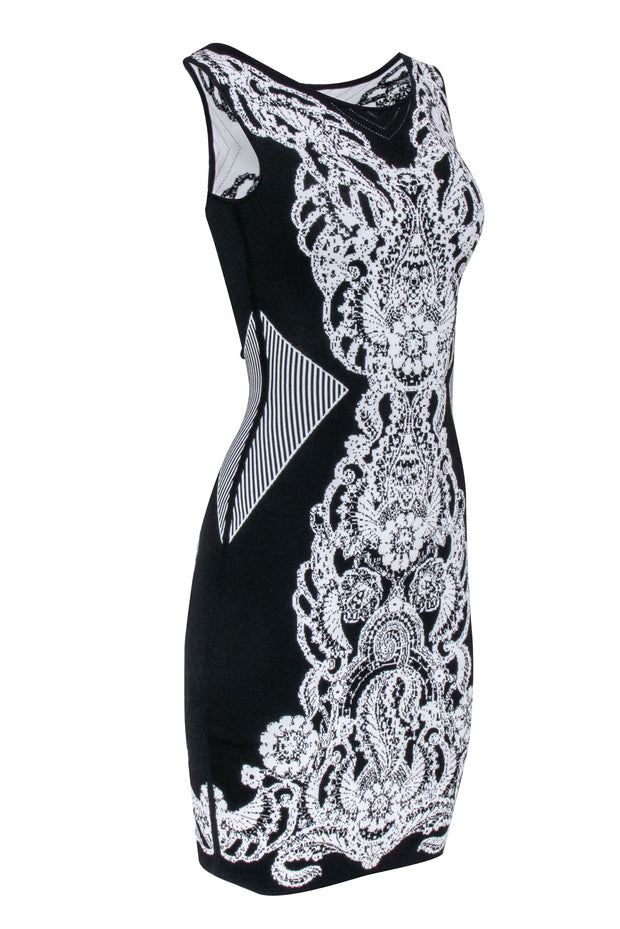 Yoana Baraschi - Black and White Fitted Graphic Print Dress Sz XS Yoana Baraschi - Black and White Fitted Graphic Print Dress Sz XS