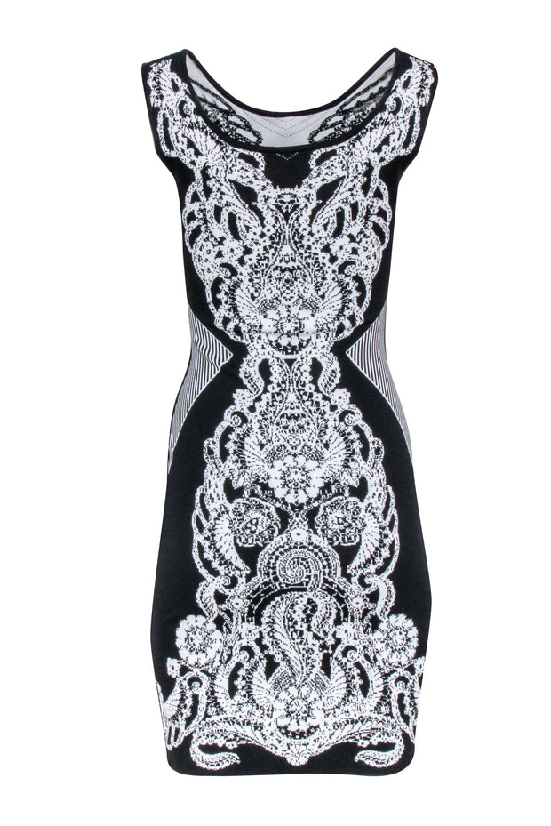 Yoana Baraschi - Black and White Fitted Graphic Print Dress Sz XS Yoana Baraschi - Black and White Fitted Graphic Print Dress Sz XS