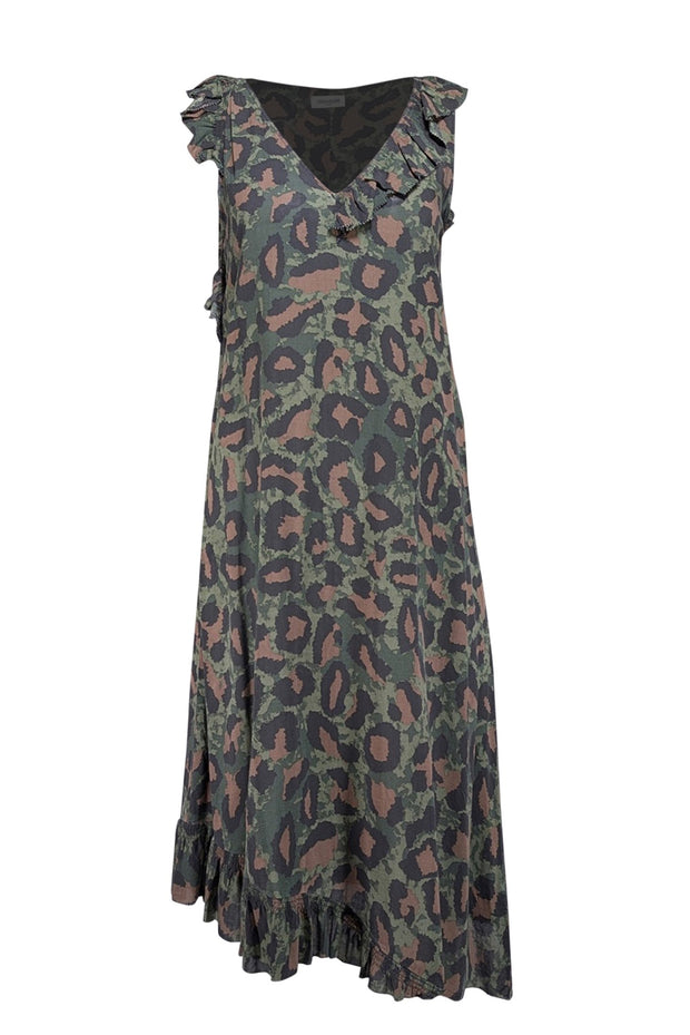 Zadig&voltaire Leopard-print Asymmetric Midi Dress - Green Zadig&voltaire Leopard-print Asymmetric Midi Dress - Green
