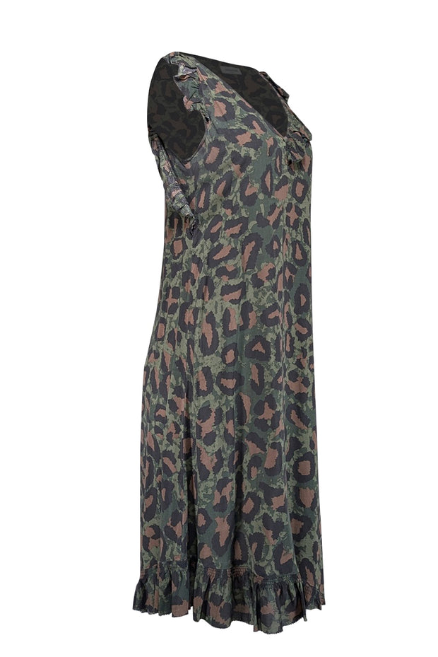 Zadig&voltaire Leopard-print Asymmetric Midi Dress - Green Zadig&voltaire Leopard-print Asymmetric Midi Dress - Green