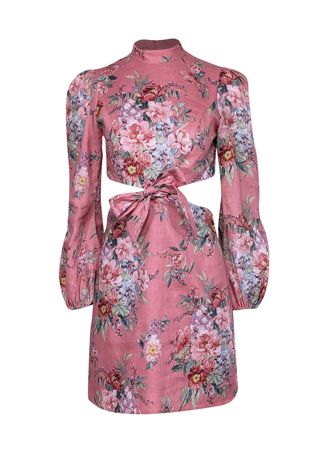 strapless open back dress Zimmermann The Wonderland Sleeved Mini Dress in Guava main image 0