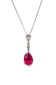 Current Boutique-14K White Gold Pendant Ruby Necklace w/ Diamonds