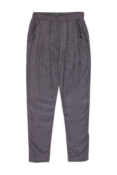 Current Boutique-3.1 Phillip Lim - Navy Grid Printed Taper Leg Pants Sz 0