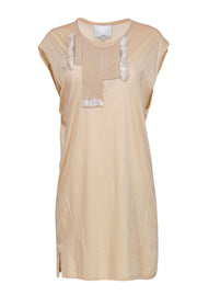 Current Boutique-3.1 Phillip Lim - Beige Cotton Blend Shift Dress w/ Woven Front Design Sz M