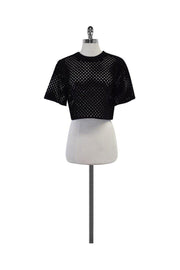 Current Boutique-3.1 Phillip Lim - Black Perforated Short Sleeve Crop Top Sz 0