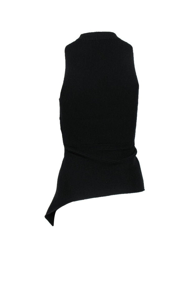 Current Boutique-3.1 Phillip Lim - Black Ribbed Knit Top w/ Side Ruffles Sz XS