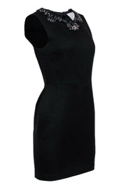 Current Boutique-3.1 Phillip Lim - Black Woven Sheath Dress w/ Jeweled Neckline Sz 4