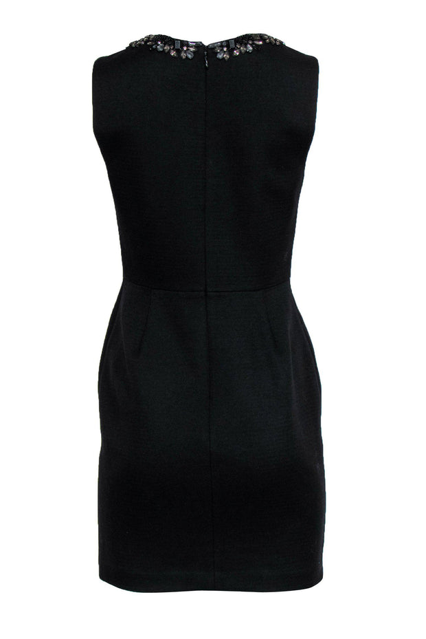 Current Boutique-3.1 Phillip Lim - Black Woven Sheath Dress w/ Jeweled Neckline Sz 4