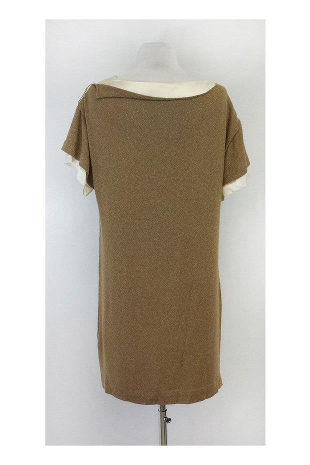 Current Boutique-3.1 Phillip Lim - Gold & Cream Short Sleeve Dress Sz M